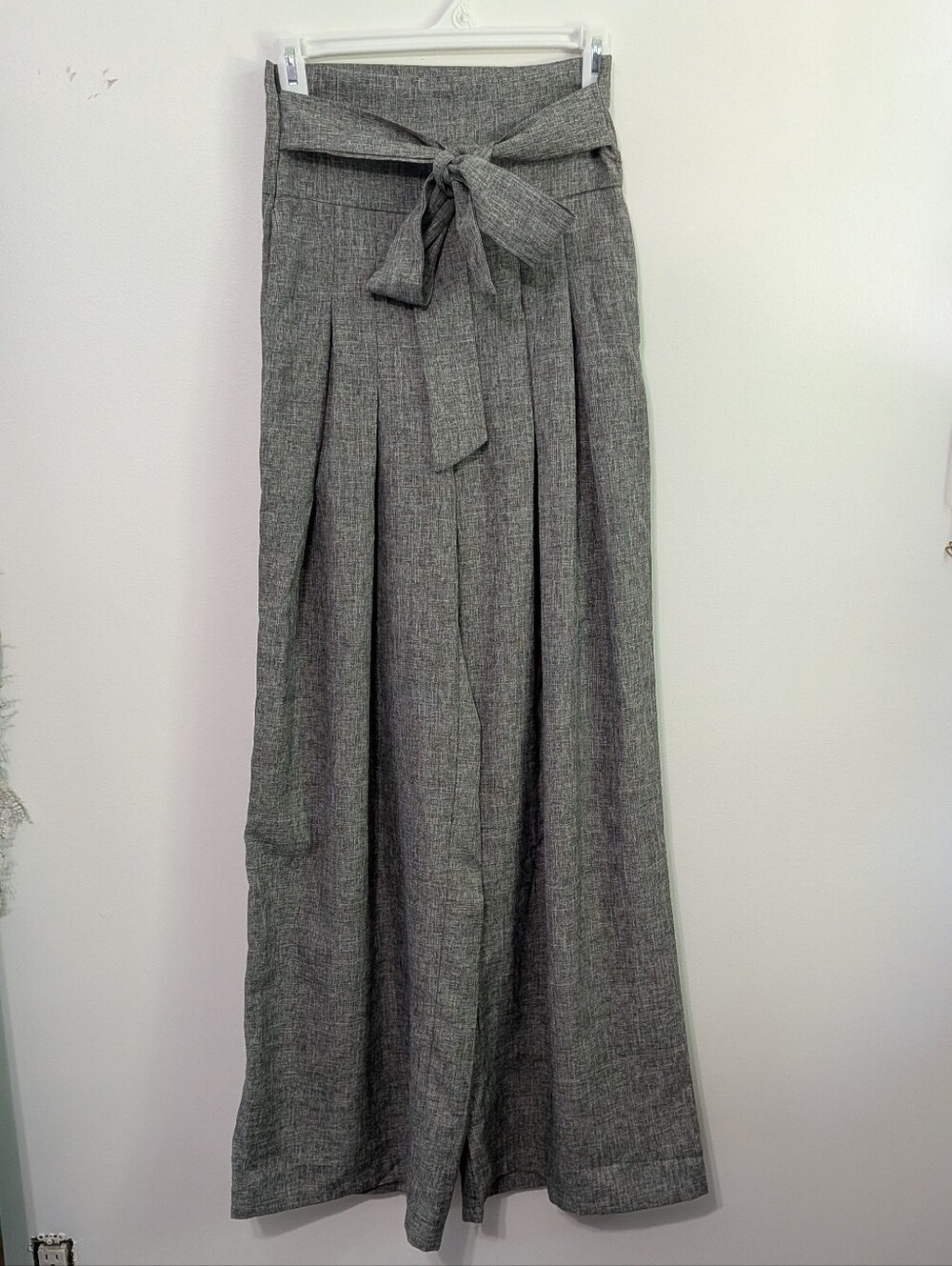 SHEIN High-Rise Wide Leg Tie-Waist Pants